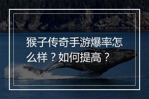 猴子传奇手游爆率怎么样？如何提高？