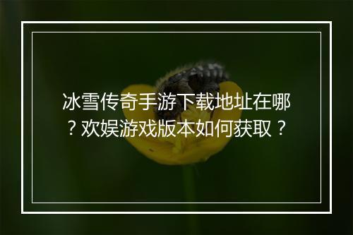 冰雪传奇手游下载地址在哪？欢娱游戏版本如何获取？