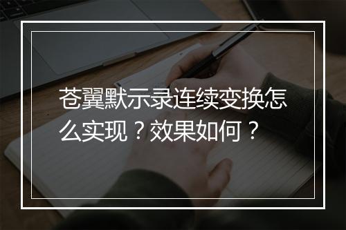 苍翼默示录连续变换怎么实现？效果如何？