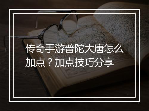 传奇手游普陀大唐怎么加点？加点技巧分享