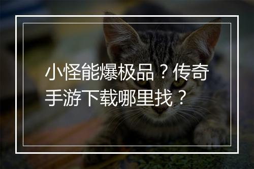 小怪能爆极品？传奇手游下载哪里找？