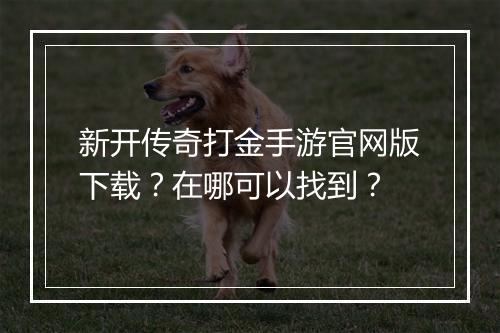 新开传奇打金手游官网版下载？在哪可以找到？