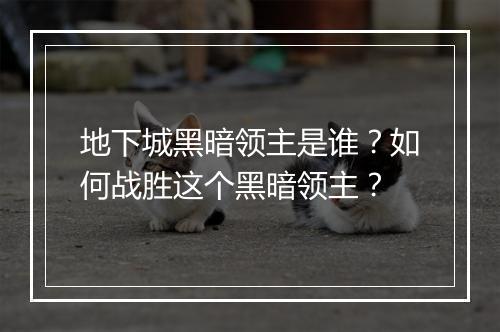 地下城黑暗领主是谁？如何战胜这个黑暗领主？