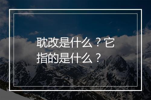 耽改是什么？它指的是什么？