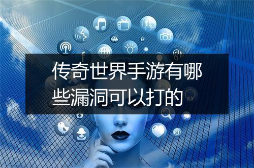 传奇世界手游有哪些漏洞可以打的