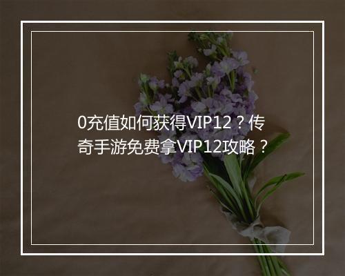 0充值如何获得VIP12？传奇手游免费拿VIP12攻略？