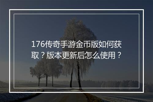 176传奇手游金币版如何获取？版本更新后怎么使用？