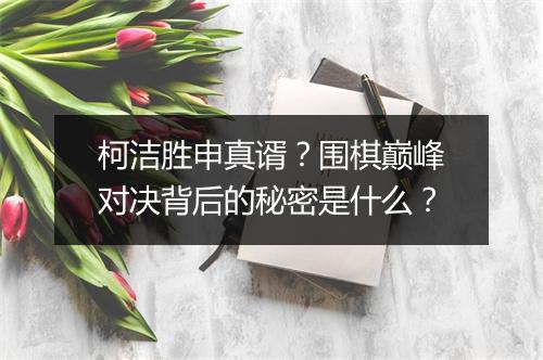柯洁胜申真谞？围棋巅峰对决背后的秘密是什么？