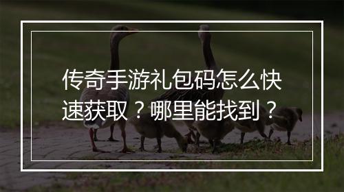 传奇手游礼包码怎么快速获取？哪里能找到？