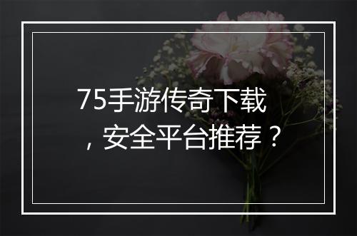 75手游传奇下载，安全平台推荐？