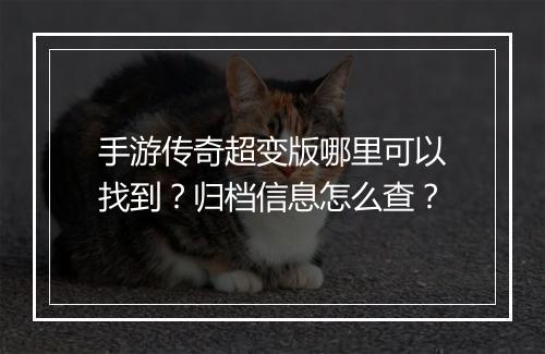 手游传奇超变版哪里可以找到？归档信息怎么查？