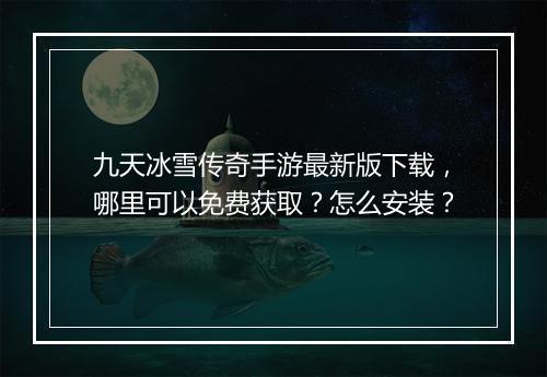 九天冰雪传奇手游最新版下载，哪里可以免费获取？怎么安装？