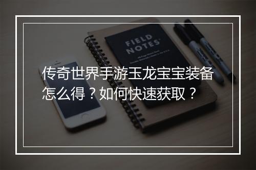 传奇世界手游玉龙宝宝装备怎么得？如何快速获取？