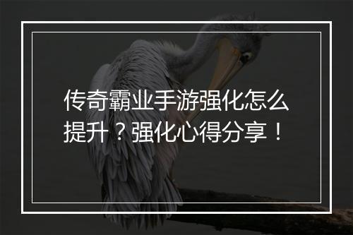 传奇霸业手游强化怎么提升？强化心得分享！