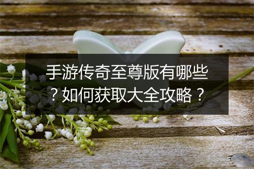 手游传奇至尊版有哪些？如何获取大全攻略？