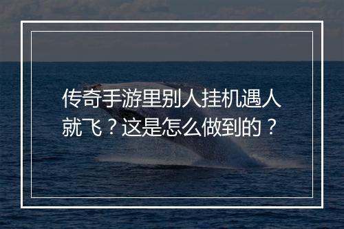 传奇手游里别人挂机遇人就飞？这是怎么做到的？