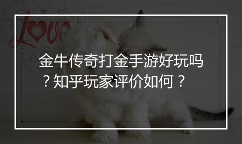 金牛传奇打金手游好玩吗？知乎玩家评价如何？