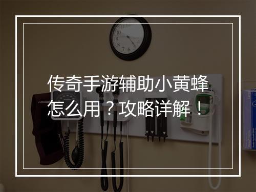 传奇手游辅助小黄蜂怎么用？攻略详解！