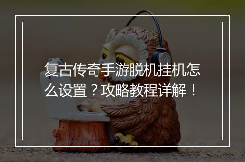 复古传奇手游脱机挂机怎么设置？攻略教程详解！