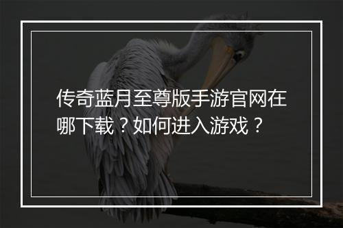 传奇蓝月至尊版手游官网在哪下载？如何进入游戏？