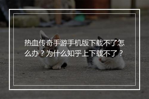 热血传奇手游手机版下载不了怎么办？为什么知乎上下载不了？