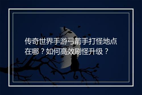 传奇世界手游弓箭手打怪地点在哪？如何高效刷怪升级？