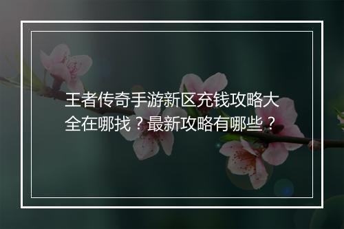 王者传奇手游新区充钱攻略大全在哪找？最新攻略有哪些？