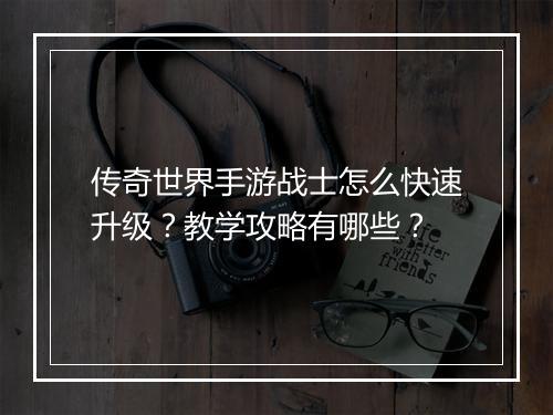 传奇世界手游战士怎么快速升级？教学攻略有哪些？