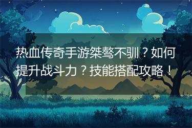 热血传奇手游桀骜不驯？如何提升战斗力？技能搭配攻略！