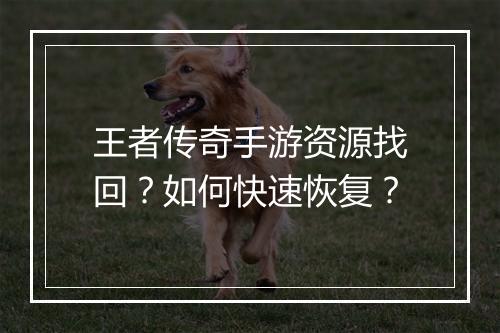 王者传奇手游资源找回？如何快速恢复？