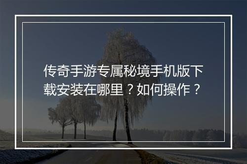 传奇手游专属秘境手机版下载安装在哪里？如何操作？