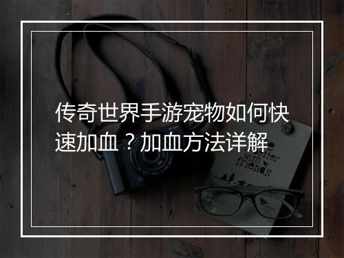 传奇世界手游宠物如何快速加血？加血方法详解