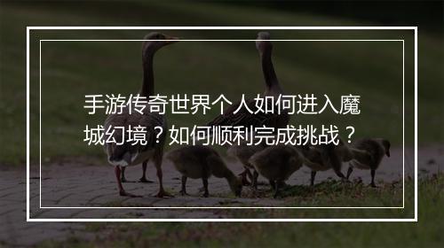 手游传奇世界个人如何进入魔城幻境？如何顺利完成挑战？