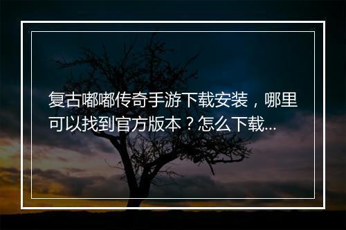 复古嘟嘟传奇手游下载安装，哪里可以找到官方版本？怎么下载？