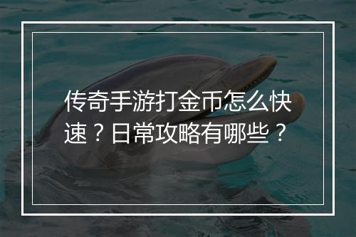 传奇手游打金币怎么快速？日常攻略有哪些？