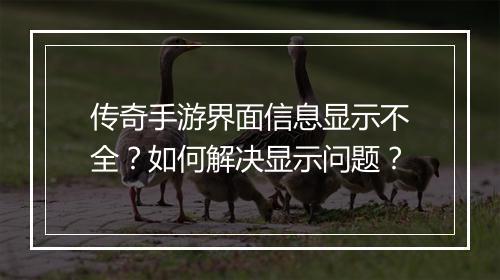 传奇手游界面信息显示不全？如何解决显示问题？