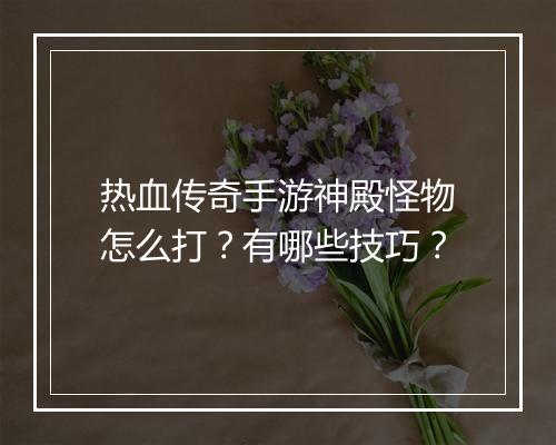 热血传奇手游神殿怪物怎么打？有哪些技巧？