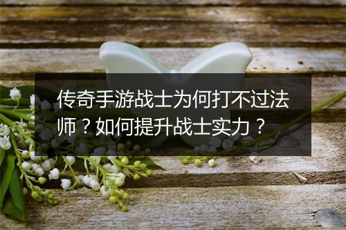 传奇手游战士为何打不过法师？如何提升战士实力？
