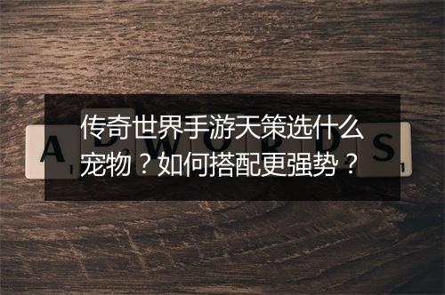 传奇世界手游天策选什么宠物？如何搭配更强势？