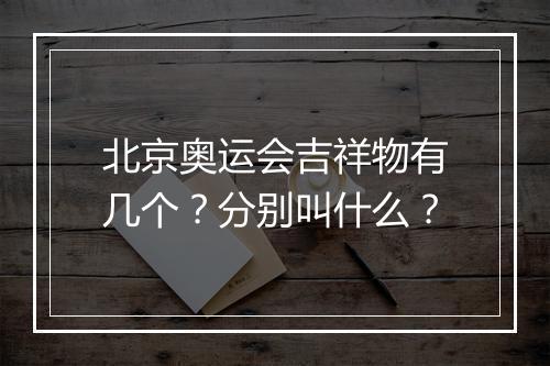北京奥运会吉祥物有几个？分别叫什么？