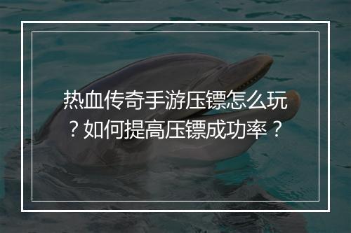 热血传奇手游压镖怎么玩？如何提高压镖成功率？