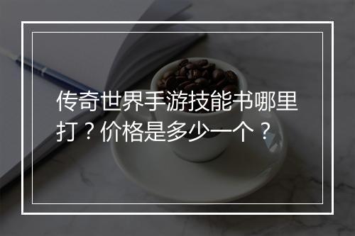 传奇世界手游技能书哪里打？价格是多少一个？