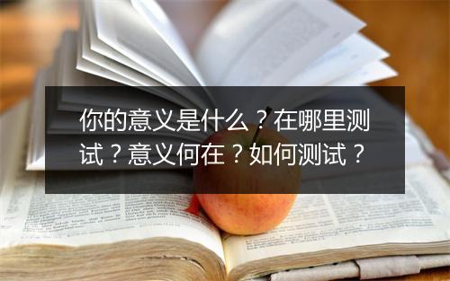 你的意义是什么？在哪里测试？意义何在？如何测试？