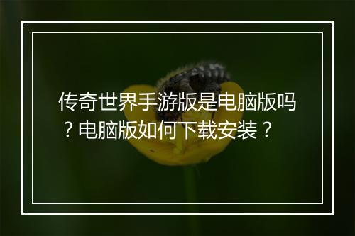 传奇世界手游版是电脑版吗？电脑版如何下载安装？