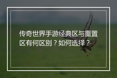传奇世界手游经典区与重置区有何区别？如何选择？