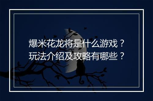 爆米花龙将是什么游戏？玩法介绍及攻略有哪些？