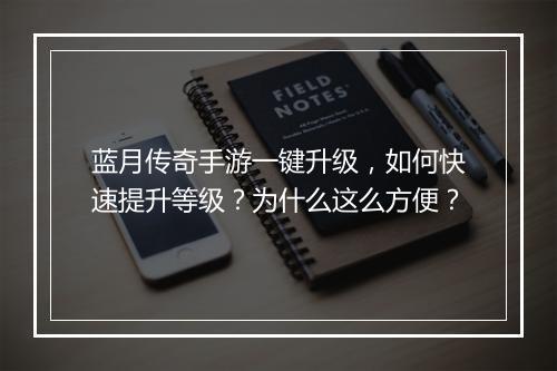 蓝月传奇手游一键升级，如何快速提升等级？为什么这么方便？