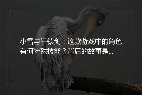 小雪与轩辕剑：这款游戏中的角色有何特殊技能？背后的故事是什么？