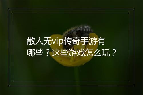 散人无vip传奇手游有哪些？这些游戏怎么玩？