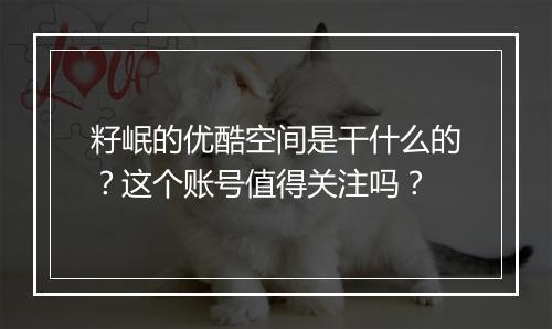 籽岷的优酷空间是干什么的？这个账号值得关注吗？